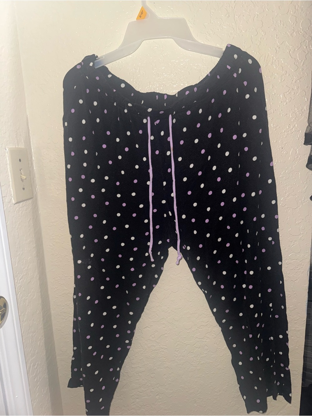 Girls' Black Polka Dot Lounge Pants with Lavender Accents